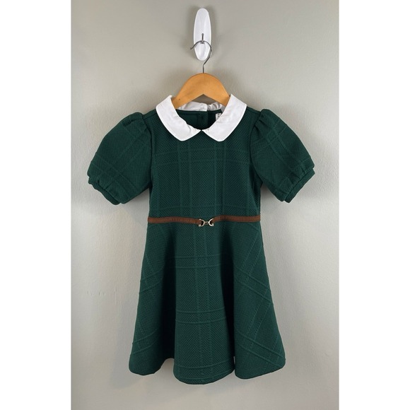 Janie and Jack The Equestrian Collared Dress Girls Sz 5 Green Holiday Autumn - Picture 1 of 13